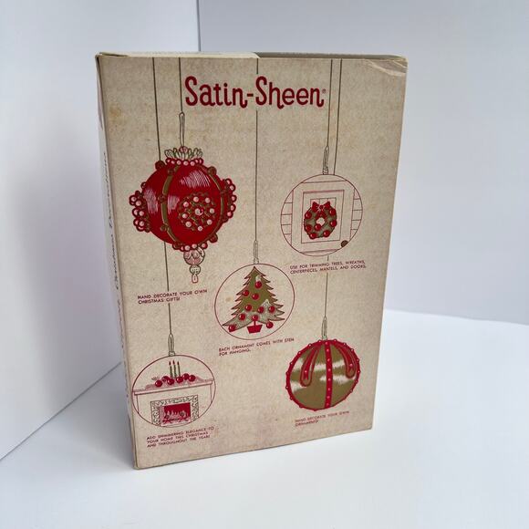 Red Satin Sheen Unbreakable Christmas Ornaments Set of 6 Crafts Retro Decor - Picture 5 of 9